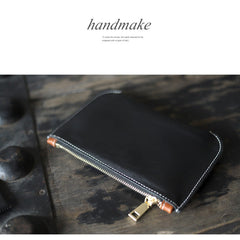 Handmade Women Leather Clutch Wallet Brown Slim Zip Clutch Phone Purse For Women