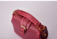 Handmade Womens Red Leather Small doctor Purse Red shoulder doctor bags for women