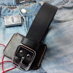 Handmade Black Leather Mens Belt Leather Belt for Men