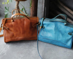 Handmade Blue Leather Handbags Purses - Annie Jewel