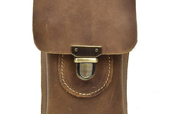 Handmade Leather Mens Cell Phone Holster Waist Bag Hip Pack Belt Bag for Men