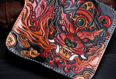 Handmade leather biker chain wallet Chinese monster wallet leather chain men Tooled wallet
