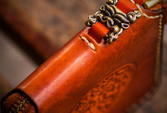 Handmade mens leather biker chain wallet zipper billfold leather chain wallets for men