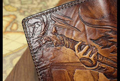 Handmade League of Legends LOL LeBlanc-the-Deceiver carved leather custom long wallet for men gamers