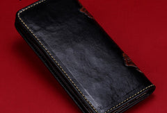 Handmade leather Long raw python skin wallet leather men clutch Tooled wallet