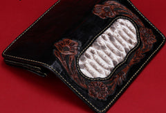 Handmade leather Long raw python skin wallet leather men clutch Tooled wallet
