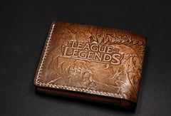 Handmade League of Legends LOL Thresh the Chain Wardencarved leather custom billfold wallet for men gamers