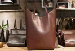 Handmade Leather vintage Large tote bag coffee brown for women leather shoulder bag