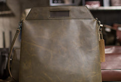 Handmade Leather big handbag dark green for women leather shoulder bag vintage