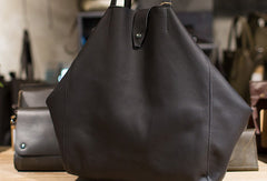 Handmade Leather vintage Big Large tote bag coffee black for women leather shoulder bag