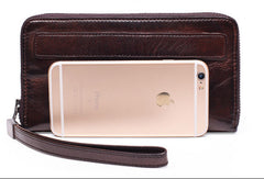 Genuine long wallet leather men phone clutch vintage wallet for men
