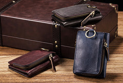 Handmade billfold wallet leather biker wallet chain men zip multi cards vintage wallet for men