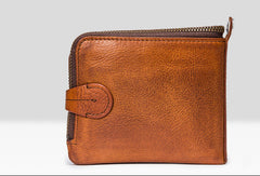 Genuine leather billfold wallet men zip multi cards vintage wallet for men