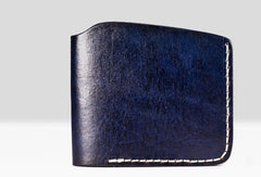 Handmade billfold wallet leather men blue green vintage wallet for men