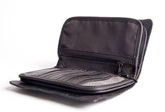 Handmade vintage long wallets leather mens zipper clutch wallet for men