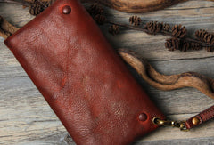 Handmade biker chain wallet long wallet leather men phone clutch vintage wallet for men