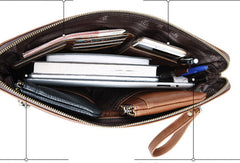 Leather large clutch leather men Wristlet Wallet zipper clutch wallet for men
