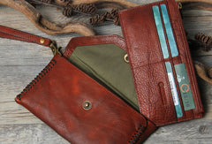 Handmade biker chain wallet long wallet leather men phone clutch vintage wallet for men