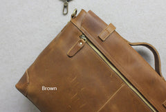 Handmade leather men Briefcase messenger dark coffee brown shoulder bag vintage bag