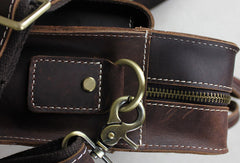 Handmade leather men Briefcase messenger dark coffee shoulder bag vintage bag