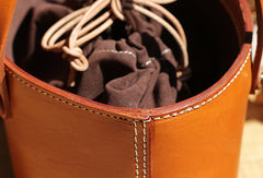 Handmade Leather bucket bag shopper bag for women leather handbag
