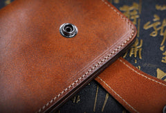 Handmade leather Long biker trucker wallet leather chain men vintage caramel wallet