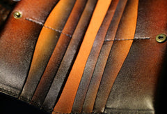 Handmade long wallet leather men Caramel clutch vintage wallet for men