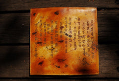 Handcraft vintage distress chinese poem leather hand dyed long wallet for men