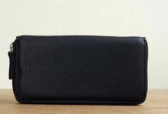 Handmade vintage zip leather clutch iphone bag long wallet ID card holders slots for men