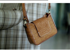 LEATHER Side Bag WOMEN Crocodile Pattern SHOULDER BAG Small Crossbody Purse FOR WOMEN