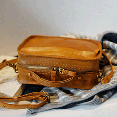 Square Crossbody Bag Brown Leather Satchel Purse - Annie Jewel