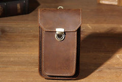Leather Mens Belt Pouch Small Cases Waist Bag Hip Pack Belt Bag for Men