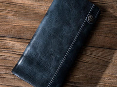 Cool Leather Long Wallets for men Bifold Vintage Mens Long Wallet