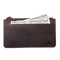 Vintage Leather Long Wallets for men Bifold Men Long Wallets