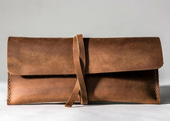 Vintage Leather Long Wallets for men Slim Bifold Men Long Wallet