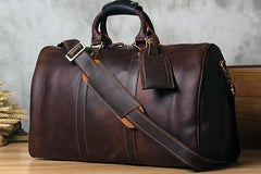 Coffee Leather Mens Cool Large Weekender Bag Travel Bag for Men