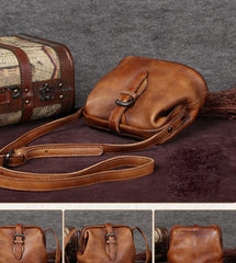 Gray Small Womens Leather Doctor Shoulder Bag Female Brown Doctor Bag Style Purse for Ladies