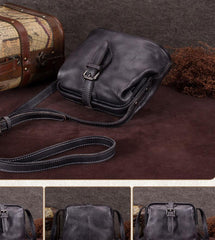 Gray Small Womens Leather Doctor Shoulder Bag Female Brown Doctor Bag Style Purse for Ladies