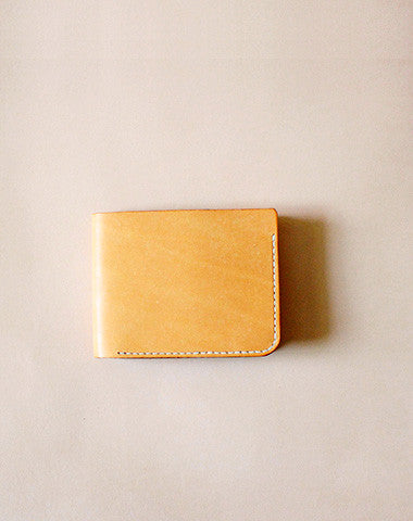 Handmade vintage yellow cute leather billfold ID card holder bifold wallet for women/lady girl