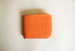 Handmade vintage yellow leather billfold ID card holder bifold wallet for women/lady girl