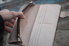 Handmade biker wallet leather vintage tan motorcycle leather long wallet for men