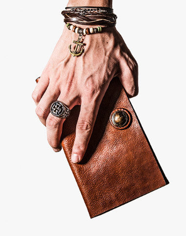 Cool Leather Mens Long Wallet Vintage Slim Long Bifold Wallet for Men