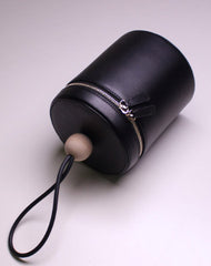 Genuine leather round bucket clutch handbag black clutch purse clutch zip wallet women