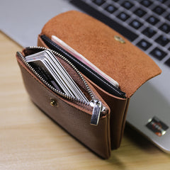 Mini Womens Green Leather Billfold Wallet Small Wallet with Coin Pocket Envelope Wallet for Ladies