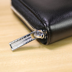 Minimalist Women Blue Leather Card Holders Small Zip Card Wallet Card Holders Wallet For Women