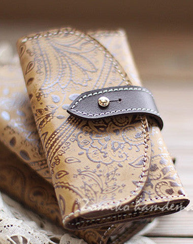 Handmade vintage classic rustic leather small keys wallet pouch purse for women/lady girl