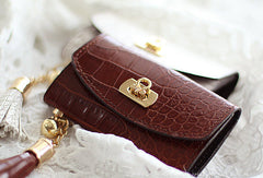 Handmade modern pretty leather small keys wallet pouch purse for women/lady girl