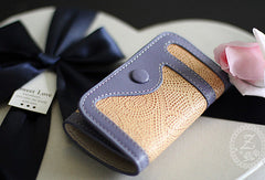Handmade rustic sweet pretty leather small keys wallet pouch purse for women/lady girl