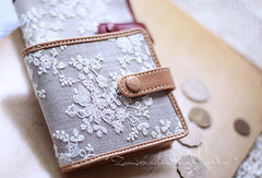 Handmade vintage cute womens lace leather small bifold wallet for women