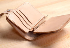 Handmade leather beige billfold biker wallet chain billfold wallet purse clutch for men